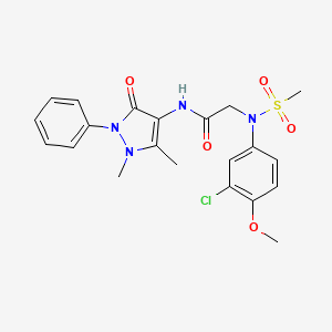 molecular formula C21H23ClN4O5S B5209497 N~2~-(3-chloro-4-methoxyphenyl)-N~1~-(1,5-dimethyl-3-oxo-2-phenyl-2,3-dihydro-1H-pyrazol-4-yl)-N~2~-(methylsulfonyl)glycinamide 