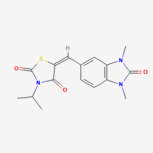 molecular formula C16H17N3O3S B5209504 5-[(1,3-dimethyl-2-oxo-2,3-dihydro-1H-benzimidazol-5-yl)methylene]-3-isopropyl-1,3-thiazolidine-2,4-dione 