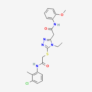 molecular formula C22H24ClN5O3S B5209580 2-[5-({2-[(3-chloro-2-methylphenyl)amino]-2-oxoethyl}thio)-4-ethyl-4H-1,2,4-triazol-3-yl]-N-(2-methoxyphenyl)acetamide 