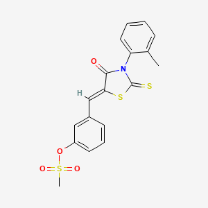 molecular formula C18H15NO4S3 B5209621 3-{[3-(2-methylphenyl)-4-oxo-2-thioxo-1,3-thiazolidin-5-ylidene]methyl}phenyl methanesulfonate 