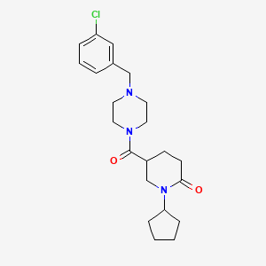 molecular formula C22H30ClN3O2 B5209644 5-{[4-(3-chlorobenzyl)-1-piperazinyl]carbonyl}-1-cyclopentyl-2-piperidinone 