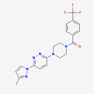 molecular formula C20H19F3N6O B5209681 3-(3-methyl-1H-pyrazol-1-yl)-6-{4-[4-(trifluoromethyl)benzoyl]-1-piperazinyl}pyridazine 