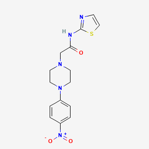 molecular formula C15H17N5O3S B5209700 2-[4-(4-nitrophenyl)-1-piperazinyl]-N-1,3-thiazol-2-ylacetamide 