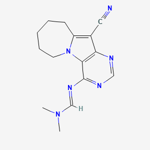 molecular formula C15H18N6 B5209760 N'-(11-cyano-7,8,9,10-tetrahydro-6H-pyrimido[4',5':4,5]pyrrolo[1,2-a]azepin-4-yl)-N,N-dimethylimidoformamide 