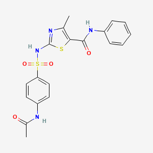 molecular formula C19H18N4O4S2 B5209811 2-({[4-(acetylamino)phenyl]sulfonyl}amino)-4-methyl-N-phenyl-1,3-thiazole-5-carboxamide 
