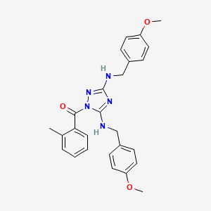 molecular formula C26H27N5O3 B5209828 N,N'-bis(4-methoxybenzyl)-1-(2-methylbenzoyl)-1H-1,2,4-triazole-3,5-diamine 