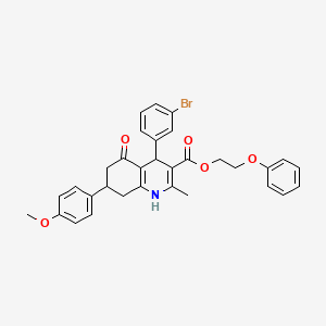 2-phenoxyethyl 4-(3-bromophenyl)-7-(4-methoxyphenyl)-2-methyl-5-oxo-1,4,5,6,7,8-hexahydro-3-quinolinecarboxylate