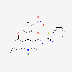 molecular formula C26H24N4O4S B5209849 N-1,3-benzothiazol-2-yl-2,7,7-trimethyl-4-(3-nitrophenyl)-5-oxo-1,4,5,6,7,8-hexahydro-3-quinolinecarboxamide 