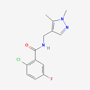 molecular formula C13H13ClFN3O B5209852 2-chloro-N-[(1,5-dimethyl-1H-pyrazol-4-yl)methyl]-5-fluorobenzamide 