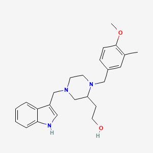 molecular formula C24H31N3O2 B5209877 2-[4-(1H-indol-3-ylmethyl)-1-(4-methoxy-3-methylbenzyl)-2-piperazinyl]ethanol 