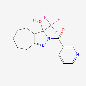 molecular formula C15H16F3N3O2 B5209909 2-(3-pyridinylcarbonyl)-3-(trifluoromethyl)-2,3,3a,4,5,6,7,8-octahydrocyclohepta[c]pyrazol-3-ol 