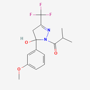 molecular formula C15H17F3N2O3 B5210005 1-isobutyryl-5-(3-methoxyphenyl)-3-(trifluoromethyl)-4,5-dihydro-1H-pyrazol-5-ol 