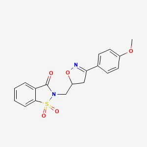 molecular formula C18H16N2O5S B5210064 2-{[3-(4-methoxyphenyl)-4,5-dihydro-5-isoxazolyl]methyl}-1,2-benzisothiazol-3(2H)-one 1,1-dioxide 