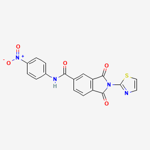 molecular formula C18H10N4O5S B5210165 N-(4-nitrophenyl)-1,3-dioxo-2-(1,3-thiazol-2-yl)-5-isoindolinecarboxamide 