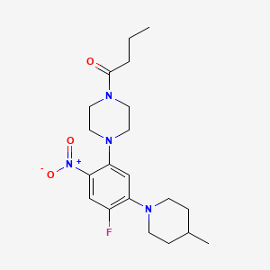 molecular formula C20H29FN4O3 B5210173 1-butyryl-4-[4-fluoro-5-(4-methyl-1-piperidinyl)-2-nitrophenyl]piperazine 