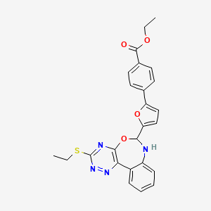 molecular formula C25H22N4O4S B5210201 ethyl 4-{5-[3-(ethylthio)-6,7-dihydro[1,2,4]triazino[5,6-d][3,1]benzoxazepin-6-yl]-2-furyl}benzoate 