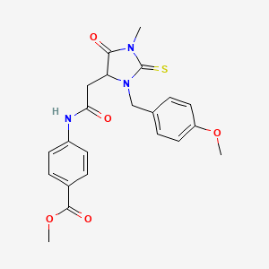 molecular formula C22H23N3O5S B5210209 methyl 4-({[3-(4-methoxybenzyl)-1-methyl-5-oxo-2-thioxo-4-imidazolidinyl]acetyl}amino)benzoate 
