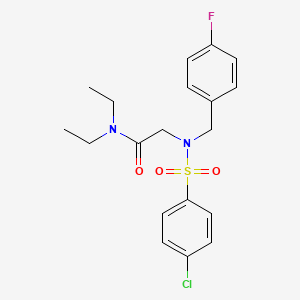 molecular formula C19H22ClFN2O3S B5210231 N~2~-[(4-chlorophenyl)sulfonyl]-N~1~,N~1~-diethyl-N~2~-(4-fluorobenzyl)glycinamide 