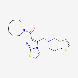 molecular formula C21H26N4OS2 B5210256 5-{[6-(1-azocanylcarbonyl)imidazo[2,1-b][1,3]thiazol-5-yl]methyl}-4,5,6,7-tetrahydrothieno[3,2-c]pyridine 