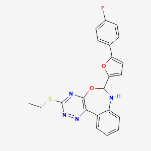 molecular formula C22H17FN4O2S B5210289 3-(ethylthio)-6-[5-(4-fluorophenyl)-2-furyl]-6,7-dihydro[1,2,4]triazino[5,6-d][3,1]benzoxazepine 