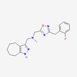 molecular formula C20H24FN5O B5210309 1-[3-(2-fluorobenzyl)-1,2,4-oxadiazol-5-yl]-N-(1,4,5,6,7,8-hexahydrocyclohepta[c]pyrazol-3-ylmethyl)-N-methylmethanamine 