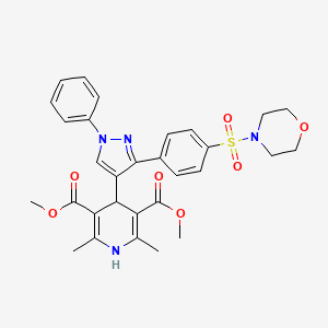 molecular formula C30H32N4O7S B5210422 dimethyl 2,6-dimethyl-4-{3-[4-(4-morpholinylsulfonyl)phenyl]-1-phenyl-1H-pyrazol-4-yl}-1,4-dihydro-3,5-pyridinedicarboxylate 
