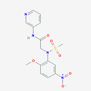 molecular formula C15H16N4O6S B5210513 N~2~-(2-methoxy-5-nitrophenyl)-N~2~-(methylsulfonyl)-N~1~-3-pyridinylglycinamide 
