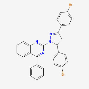 molecular formula C29H20Br2N4 B5210548 2-[3,5-bis(4-bromophenyl)-4,5-dihydro-1H-pyrazol-1-yl]-4-phenylquinazoline 