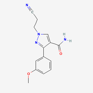 molecular formula C14H14N4O2 B5210549 1-(2-cyanoethyl)-3-(3-methoxyphenyl)-1H-pyrazole-4-carboxamide 
