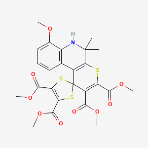 molecular formula C25H25NO9S3 B5210593 tetramethyl 7'-methoxy-5',5'-dimethyl-5',6'-dihydrospiro[1,3-dithiole-2,1'-thiopyrano[2,3-c]quinoline]-2',3',4,5-tetracarboxylate CAS No. 5228-60-4