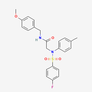 molecular formula C23H23FN2O4S B5210706 N~2~-[(4-fluorophenyl)sulfonyl]-N~1~-(4-methoxybenzyl)-N~2~-(4-methylphenyl)glycinamide 