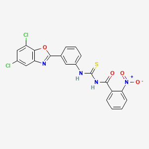molecular formula C21H12Cl2N4O4S B5210717 N-({[3-(5,7-dichloro-1,3-benzoxazol-2-yl)phenyl]amino}carbonothioyl)-2-nitrobenzamide 