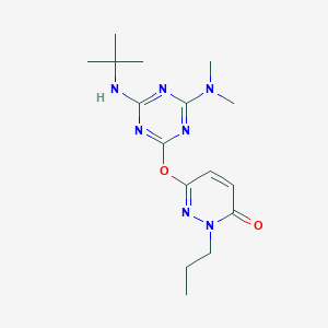 molecular formula C16H25N7O2 B5210735 6-{[4-(tert-butylamino)-6-(dimethylamino)-1,3,5-triazin-2-yl]oxy}-2-propyl-3(2H)-pyridazinone 