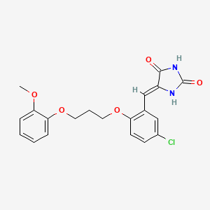 molecular formula C20H19ClN2O5 B5210864 5-{5-chloro-2-[3-(2-methoxyphenoxy)propoxy]benzylidene}-2,4-imidazolidinedione 