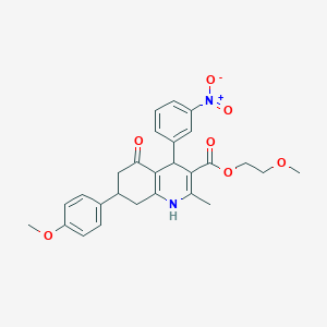 molecular formula C27H28N2O7 B5210951 2-methoxyethyl 7-(4-methoxyphenyl)-2-methyl-4-(3-nitrophenyl)-5-oxo-1,4,5,6,7,8-hexahydro-3-quinolinecarboxylate CAS No. 4311-63-1