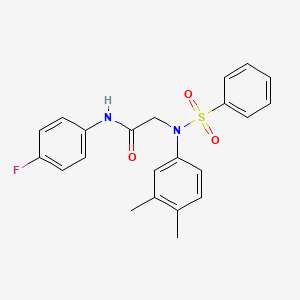 molecular formula C22H21FN2O3S B5211014 N~2~-(3,4-dimethylphenyl)-N~1~-(4-fluorophenyl)-N~2~-(phenylsulfonyl)glycinamide 