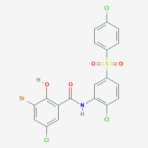 molecular formula C19H11BrCl3NO4S B521102 3-溴-5-氯-N-[2-氯-5-(4-氯苯基)磺酰基苯基]-2-羟基苯甲酰胺 