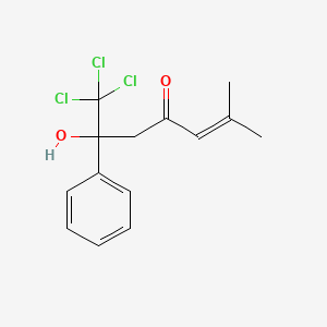 molecular formula C14H15Cl3O2 B5211060 7,7,7-trichloro-6-hydroxy-2-methyl-6-phenyl-2-hepten-4-one 