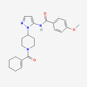 molecular formula C23H28N4O3 B5211071 N-{1-[1-(1-cyclohexen-1-ylcarbonyl)-4-piperidinyl]-1H-pyrazol-5-yl}-4-methoxybenzamide 