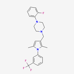 molecular formula C24H25F4N3 B5211148 1-({2,5-dimethyl-1-[3-(trifluoromethyl)phenyl]-1H-pyrrol-3-yl}methyl)-4-(2-fluorophenyl)piperazine 