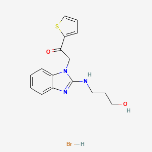 molecular formula C16H18BrN3O2S B5211156 2-{2-[(3-hydroxypropyl)amino]-1H-benzimidazol-1-yl}-1-(2-thienyl)ethanone hydrobromide 