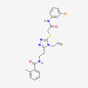 molecular formula C23H24BrN5O2S B5211172 N-{2-[4-allyl-5-({2-[(3-bromophenyl)amino]-2-oxoethyl}thio)-4H-1,2,4-triazol-3-yl]ethyl}-2-methylbenzamide 
