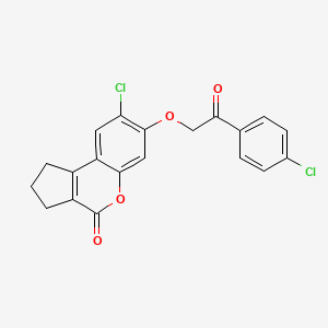 molecular formula C20H14Cl2O4 B5211290 8-chloro-7-[2-(4-chlorophenyl)-2-oxoethoxy]-2,3-dihydrocyclopenta[c]chromen-4(1H)-one CAS No. 6157-93-3