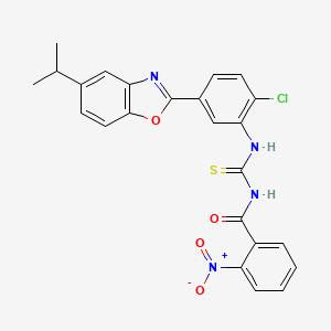 molecular formula C24H19ClN4O4S B5211302 N-({[2-chloro-5-(5-isopropyl-1,3-benzoxazol-2-yl)phenyl]amino}carbonothioyl)-2-nitrobenzamide 