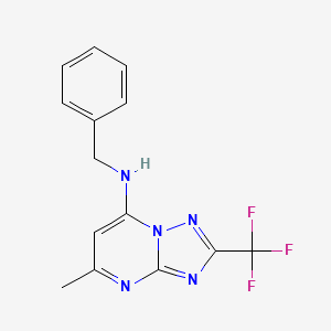 molecular formula C14H12F3N5 B5211311 N-benzyl-5-methyl-2-(trifluoromethyl)[1,2,4]triazolo[1,5-a]pyrimidin-7-amine 