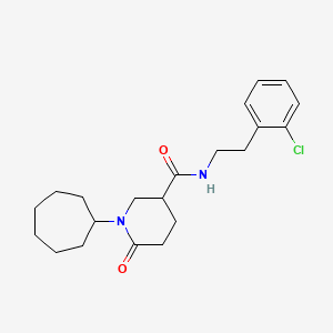 molecular formula C21H29ClN2O2 B5211321 N-[2-(2-chlorophenyl)ethyl]-1-cycloheptyl-6-oxo-3-piperidinecarboxamide 