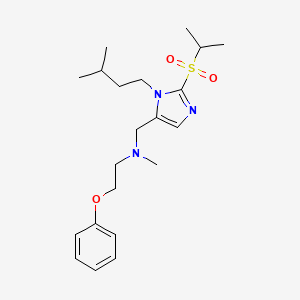 molecular formula C21H33N3O3S B5211338 N-{[2-(isopropylsulfonyl)-1-(3-methylbutyl)-1H-imidazol-5-yl]methyl}-N-methyl-2-phenoxyethanamine 