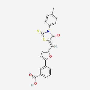 molecular formula C22H15NO4S2 B5211351 3-(5-{[3-(4-methylphenyl)-4-oxo-2-thioxo-1,3-thiazolidin-5-ylidene]methyl}-2-furyl)benzoic acid 