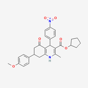 molecular formula C29H30N2O6 B5211374 cyclopentyl 7-(4-methoxyphenyl)-2-methyl-4-(4-nitrophenyl)-5-oxo-1,4,5,6,7,8-hexahydro-3-quinolinecarboxylate 