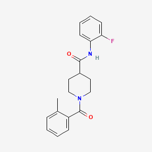 molecular formula C20H21FN2O2 B5211413 N-(2-fluorophenyl)-1-(2-methylbenzoyl)-4-piperidinecarboxamide 